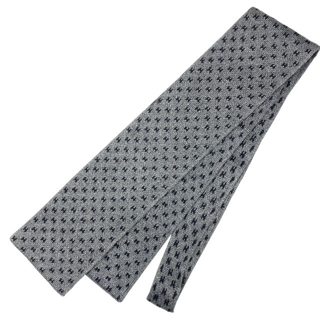 HERMES Tie Accessory Small Item All Over H Pattern H Logo Silk Gray