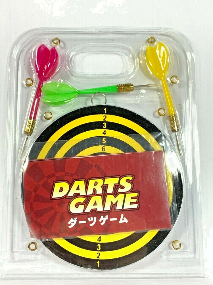 Dart Board & 3 Darts Set Compact Take Anywhere Design Practice Makes Perfect