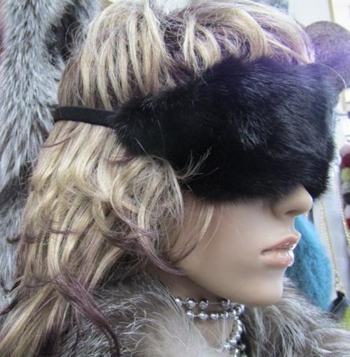 Real Black Mink Fur Sleep Mask Blindfold