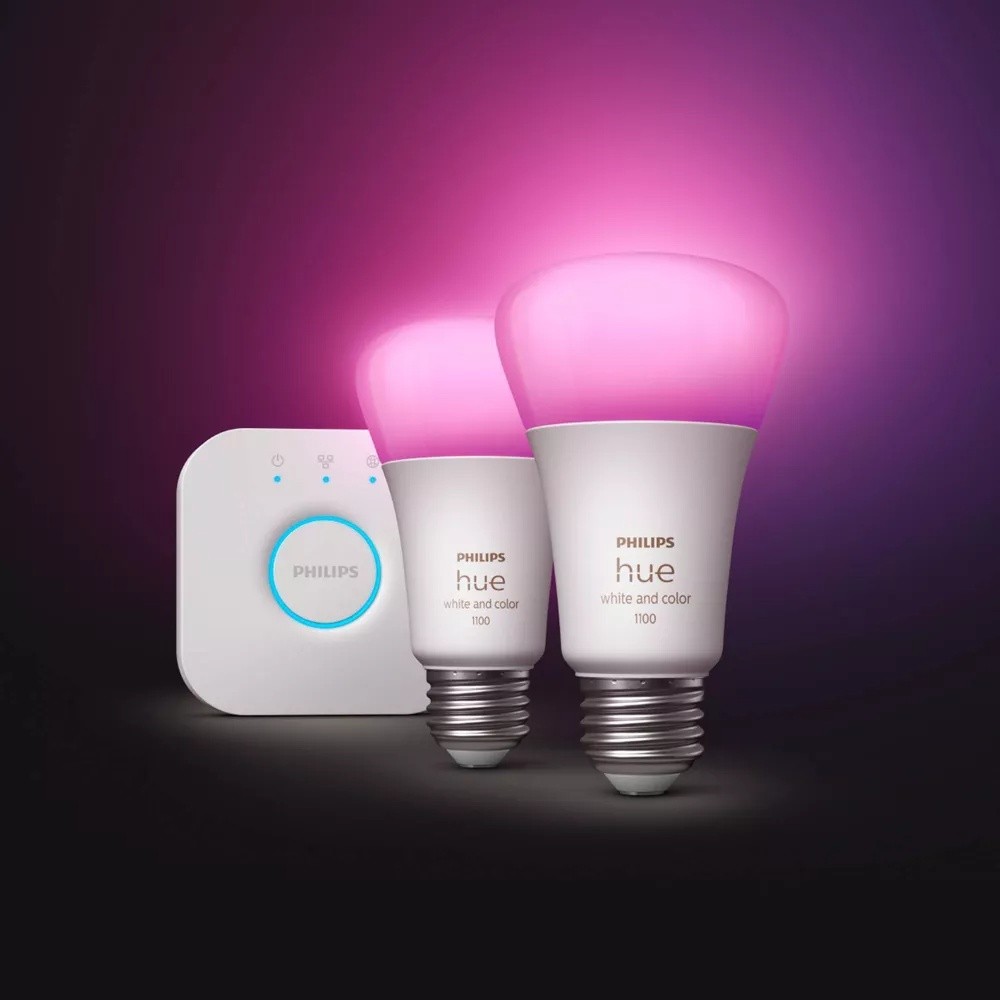 Philips Hue 2pk A19 LED Starter Kit with Bridge Color