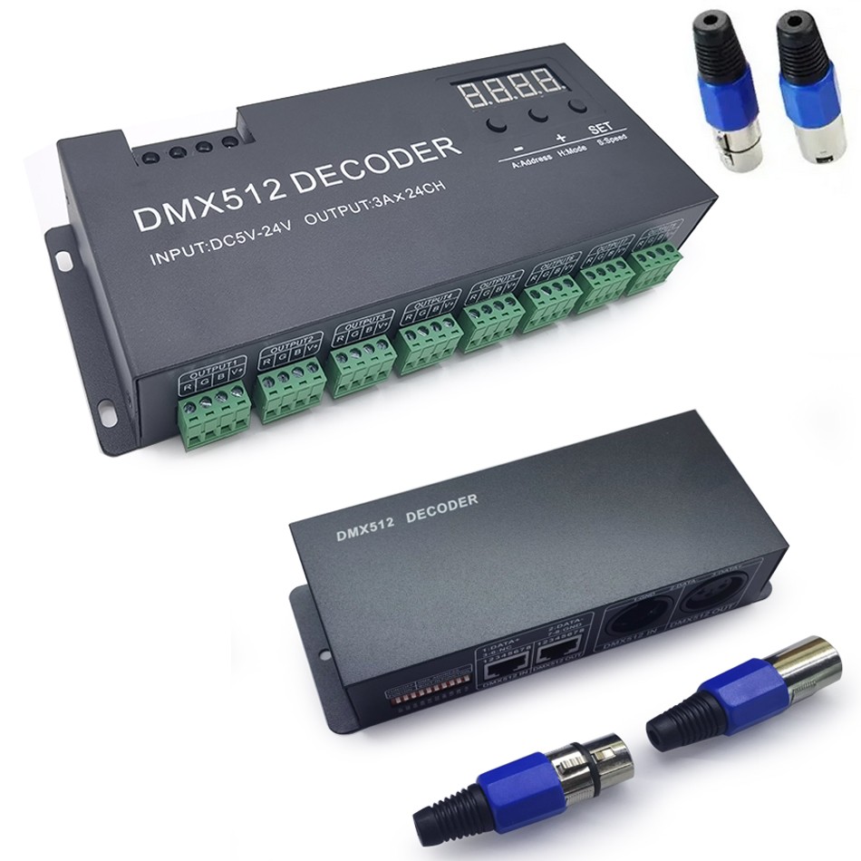 DMX512 Decoder 24 channel with Digital Display RGB RGBW LED strip controller
