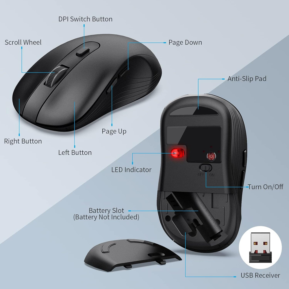Wireless Keyboard and Mouse Combo, 2.4G Ergonomic Wireless Computer Keyboard wi