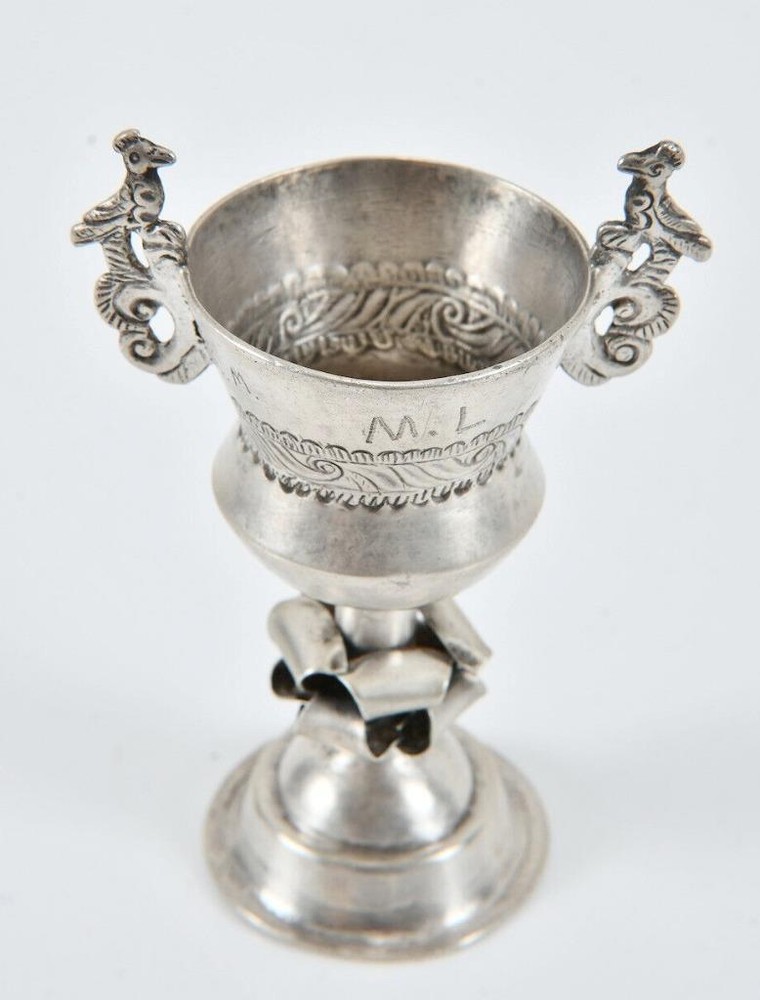 Antique Colonial America Solid Silver Jewish Kiddush Cup ca.1730 Irish Maker?
