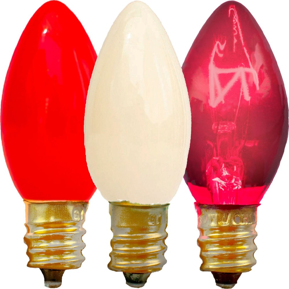 C7 Valentine's Day Lights Red White Pink Solid Ceramic 25 Replacement Blubs