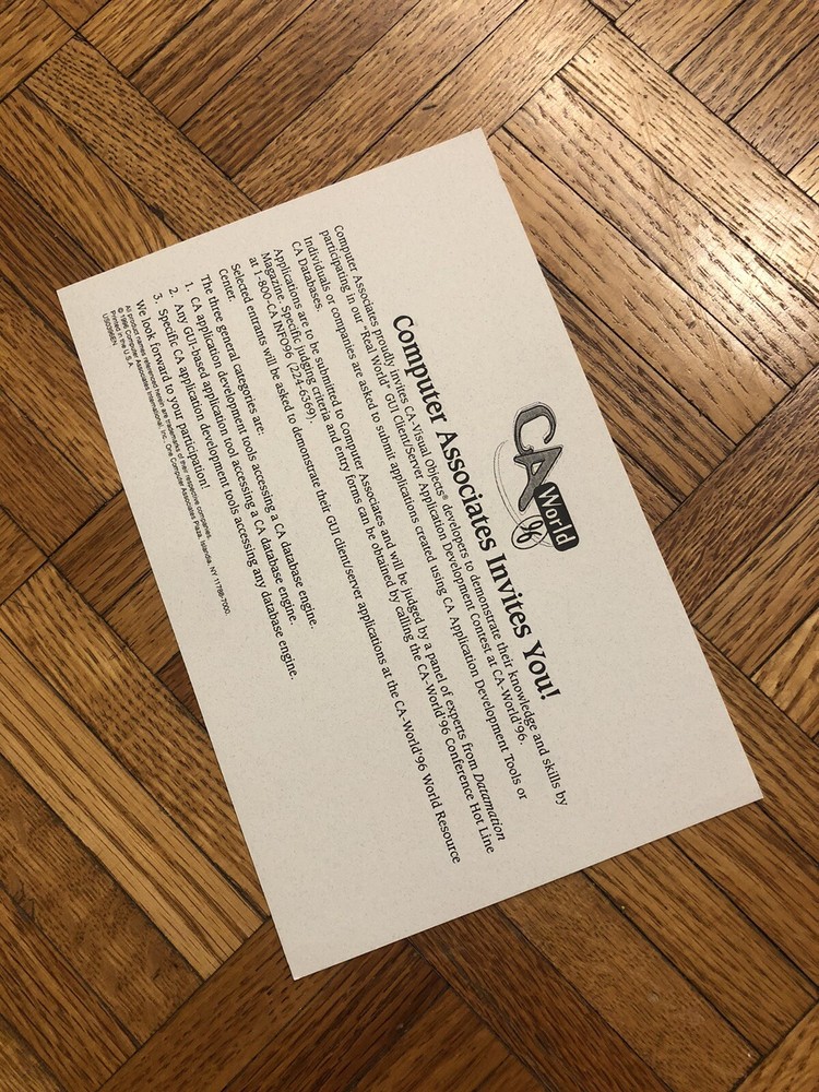 1996 TechniCon Tech Conference At CA-World New Orleans Info Packet