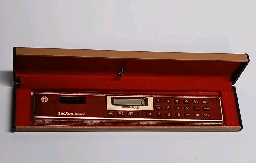 Vintage TecXon 8" Compu-Ruler RC080S Solar Calculator