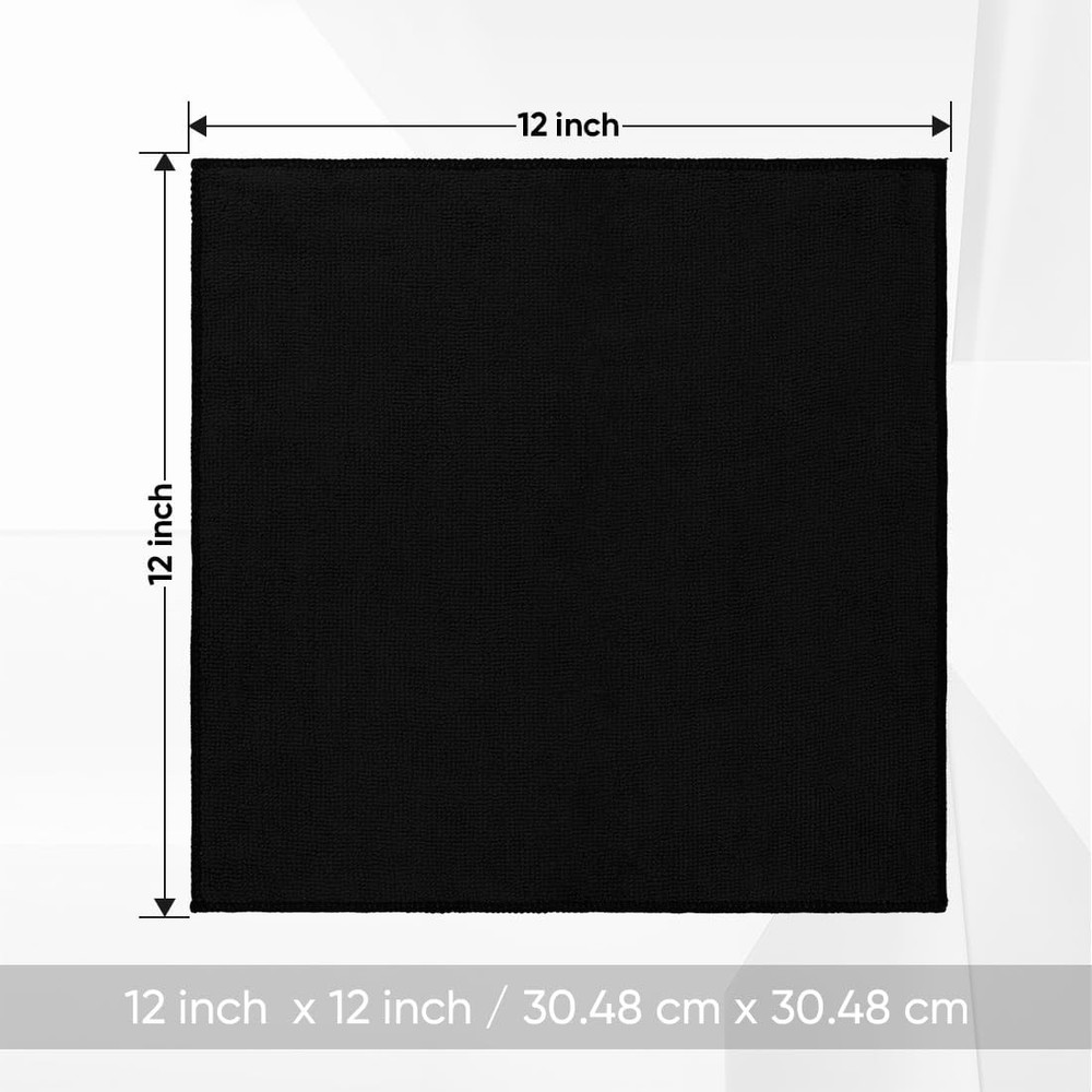 Black Washcloths 24 Pack Highly Absorbent & Soft Microfiber Face Towel Makeup