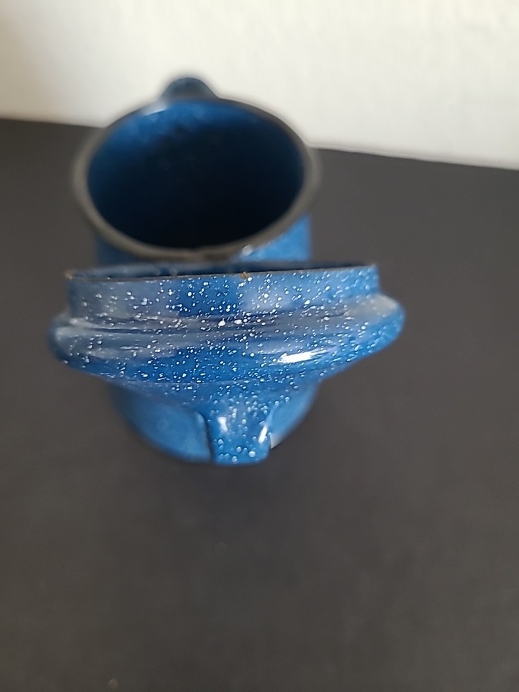 Blue And White Speckled Enamelware Coffee Percolator