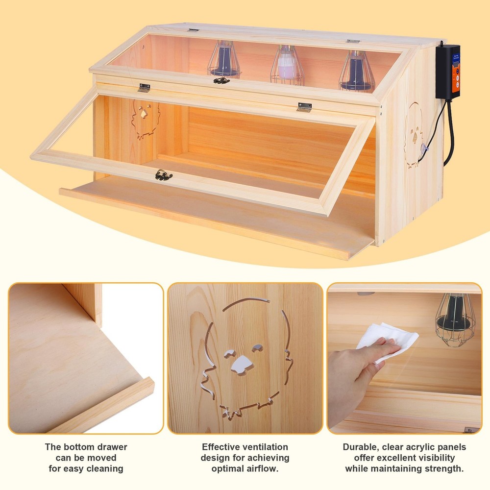 Large Drawers Brooder Box for Chicks, 32”L X 18”W X 16”H Chick