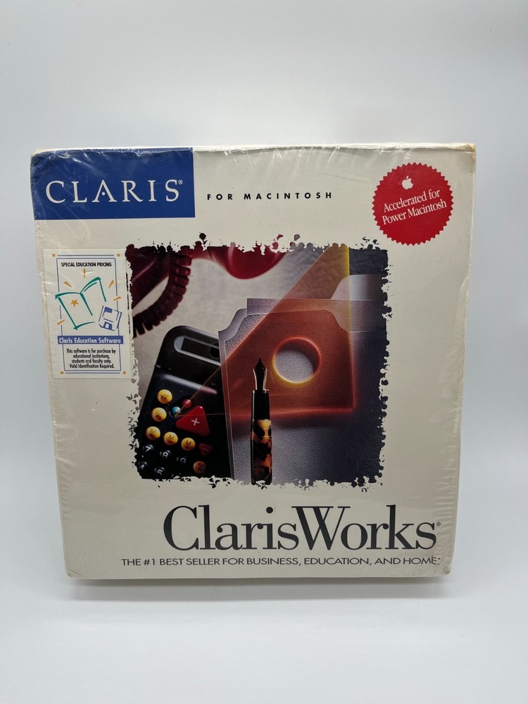 ClarisWorks Big Box PC Sealed Mac Macinstosh 1993 New Software & Handbook