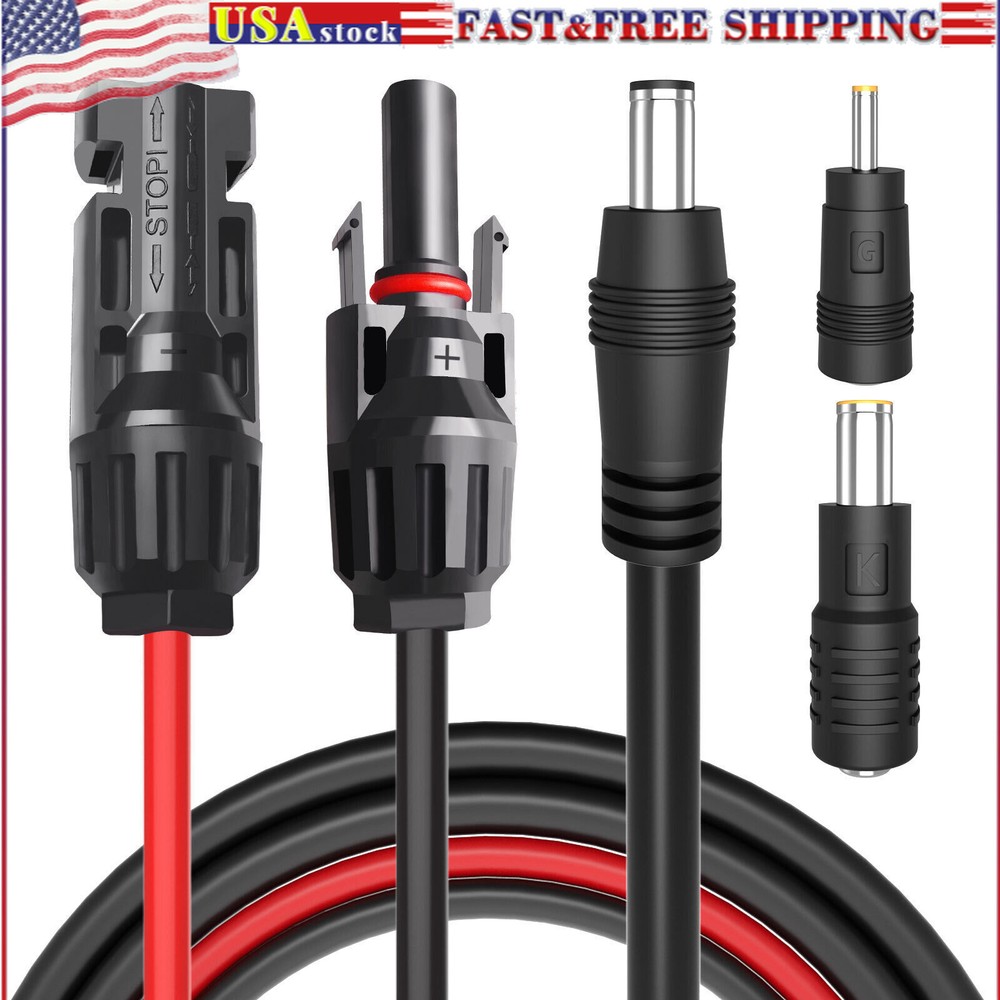 Solar Connector to DC 5.5mmx2.1mm Adapter Extension Cable 16AWG 8mm, 4mmx1.7mm