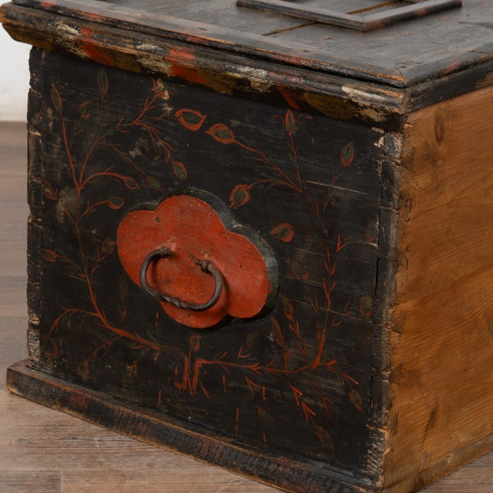Original Painted Hungarian Flat-Top Trunk, Dated 1890