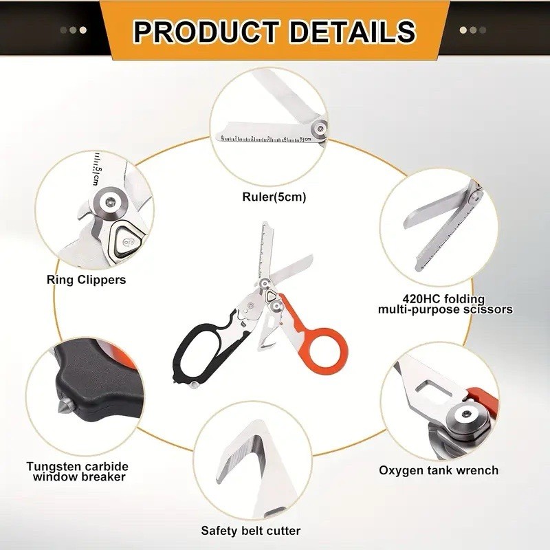 Life Saving Emt Scissors Multi Function Sharp Ring Cutter Wrench Belt Cutter