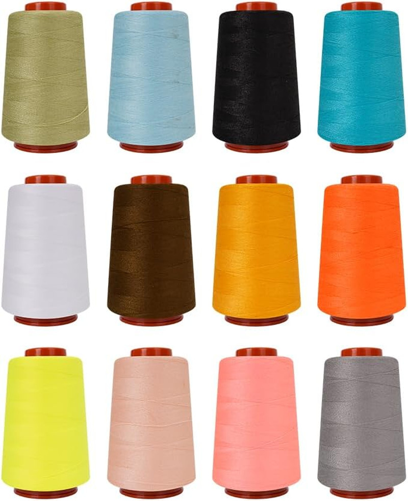 Polyester Sewing Thread Kit, 12 Colors, 800 Yards Each, Multi-Color Spools for M