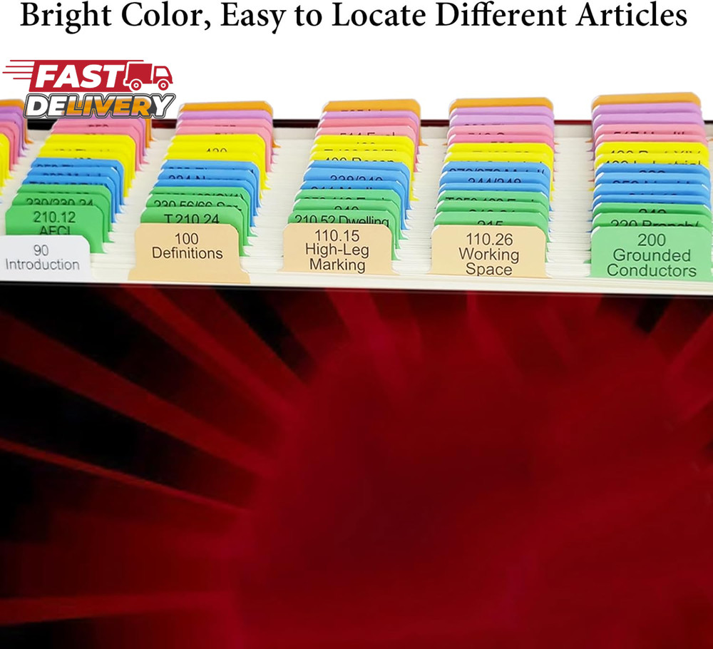 Electrical Code Tabs for NEC 2020, 140 PCS Laminated & Color-Coded for National