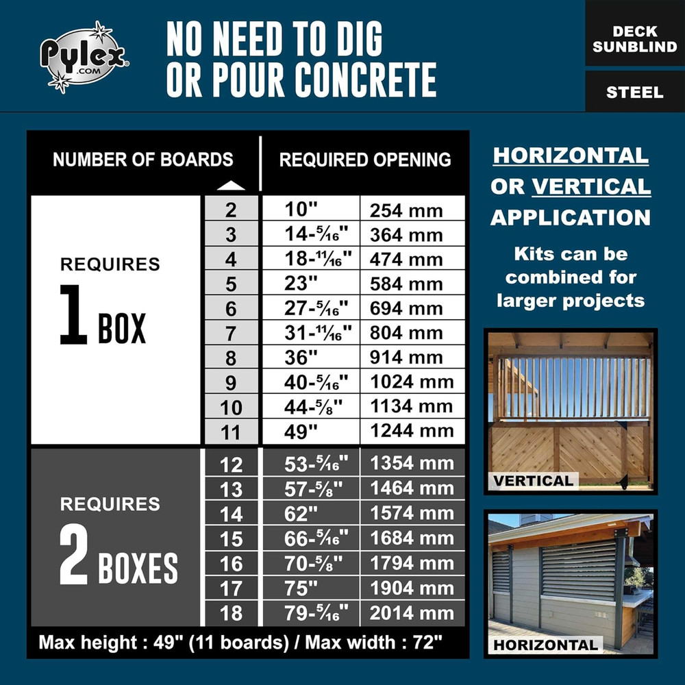 Deck Sunblind System 11060, Louvers Bracket Shutter Hardware Kit, up to 11 Board
