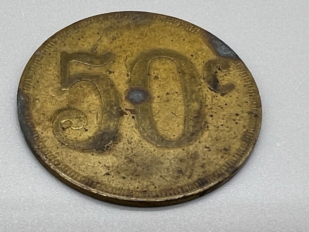 Antique 50 Cent Brass Token
