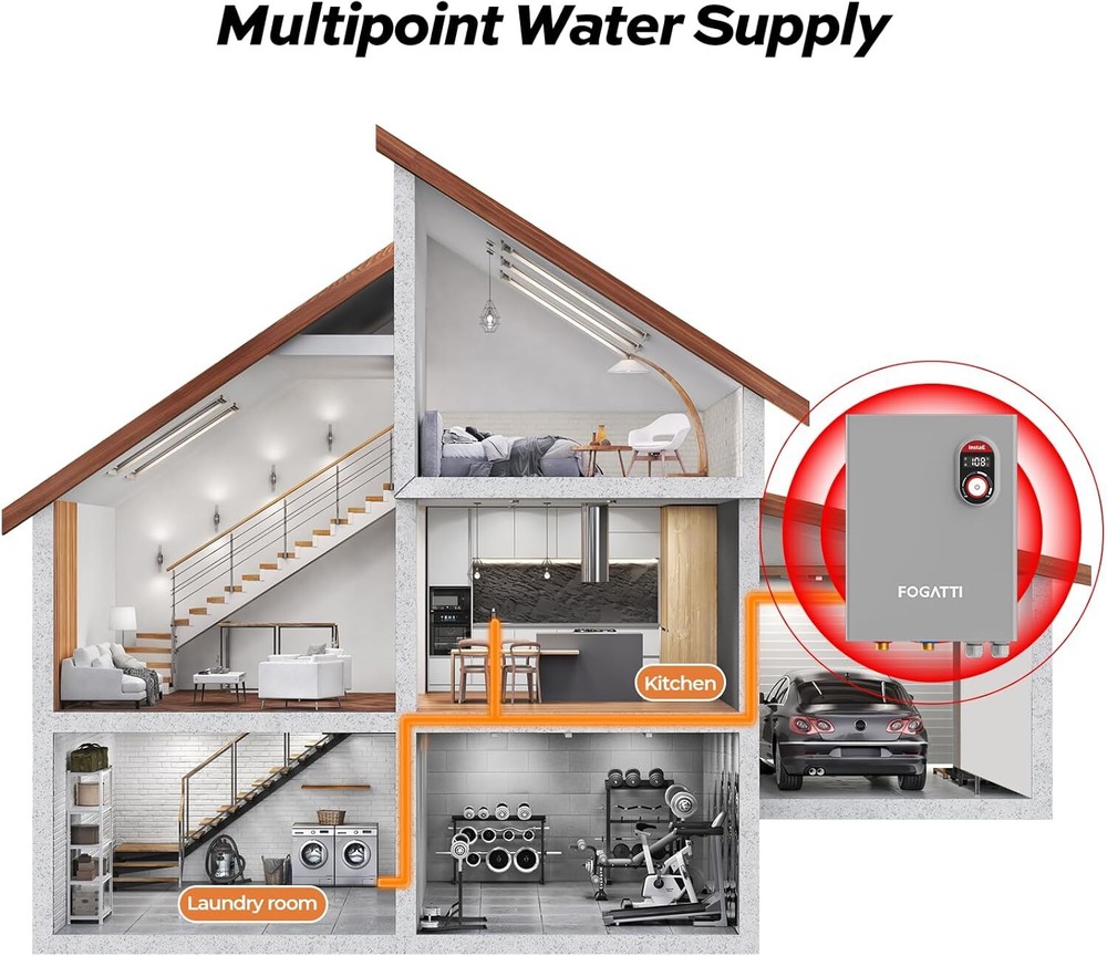 FOGATTI 15kW Tankless Water Heater Electric 240V for the Whole House Shower