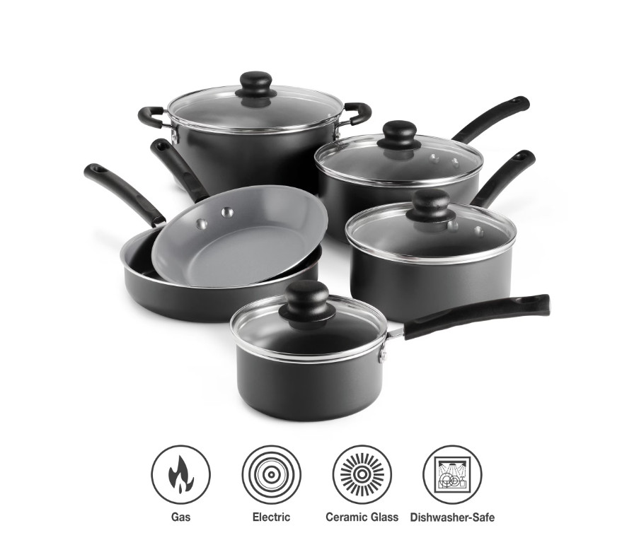 Primaware Ceramic Cookware Set 10pc Nonstick Pots and Pans Kitchen