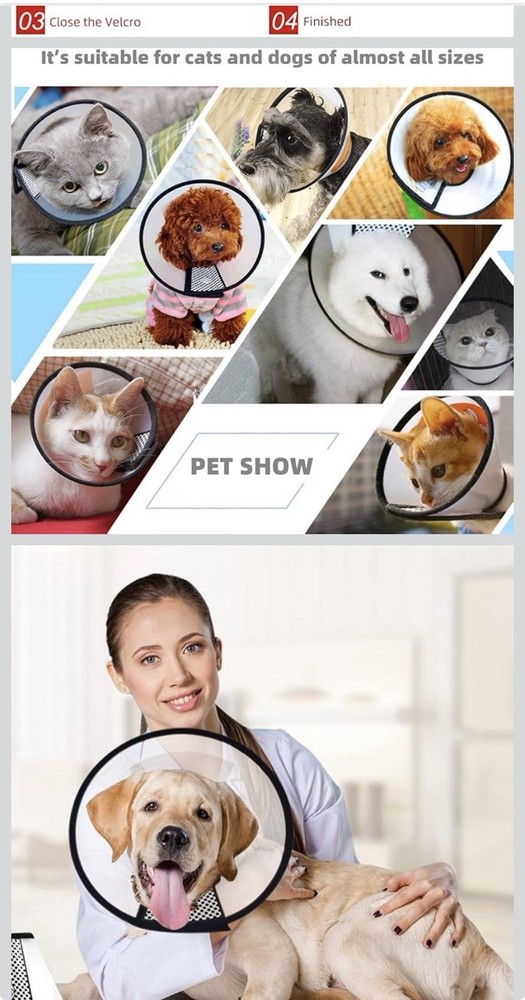 Adjustable Recovery Pet Cone E-Collar for Dogs Plastic Large New