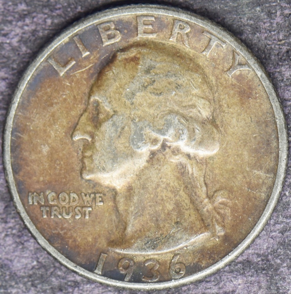 1936 Washington Silver Quarter Toned - ✪COINGIANTS✪