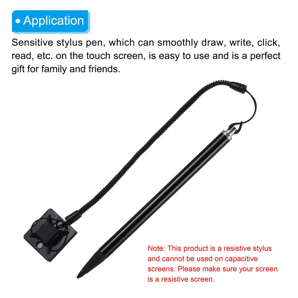 2pcs Resistive Touch Screens Pen Spring Resistive Pen, Black