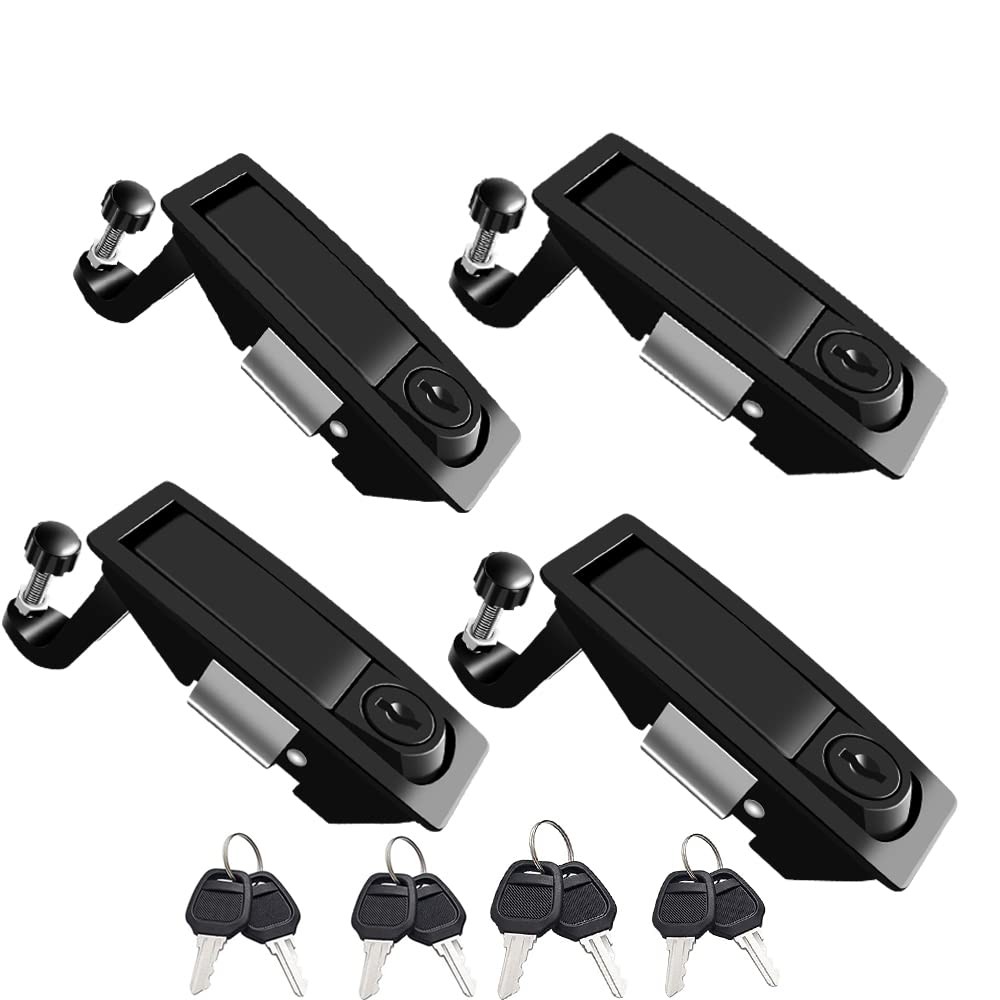 4Pcs Flush Mount Compression Latch Lock, Adjustable Lever, Zinc Alloy Black