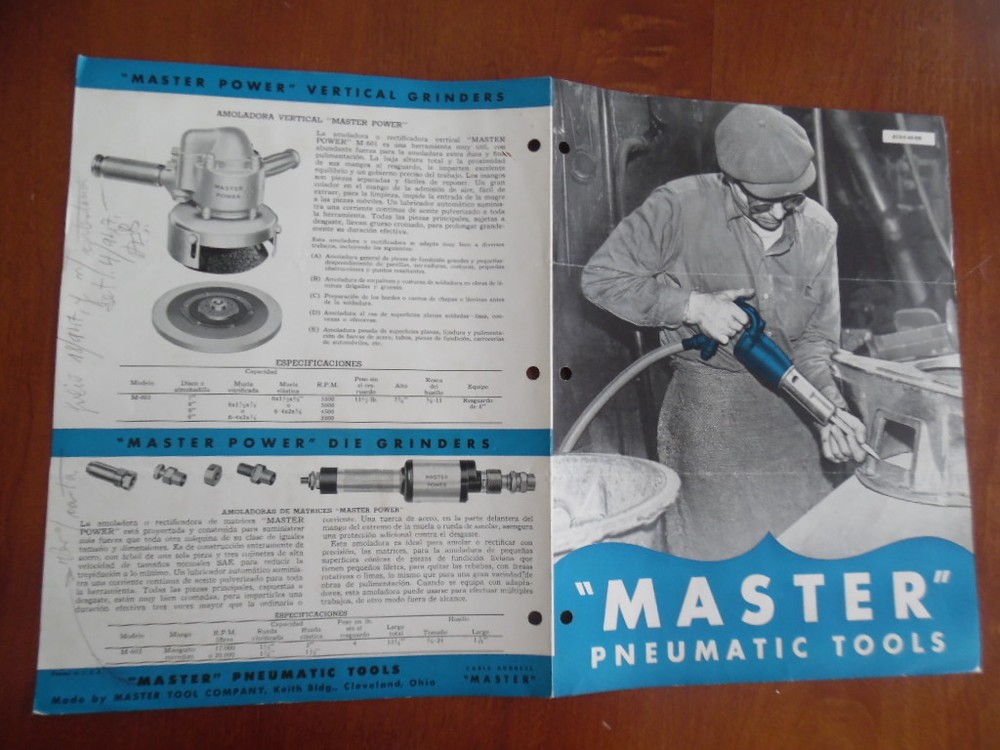 1940s Master Tool Co. Pneumatic Tools Catalog Brochure Hammers Grinders Vintage