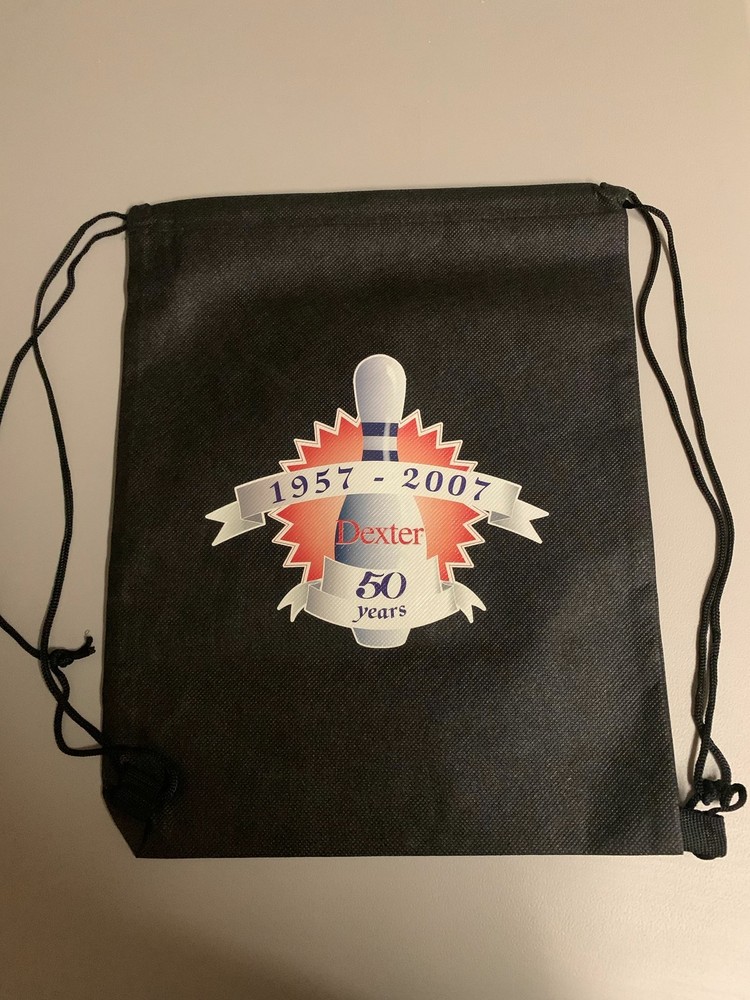Dexter Bowling Draw String Bag 50 Year Anniversary Black New