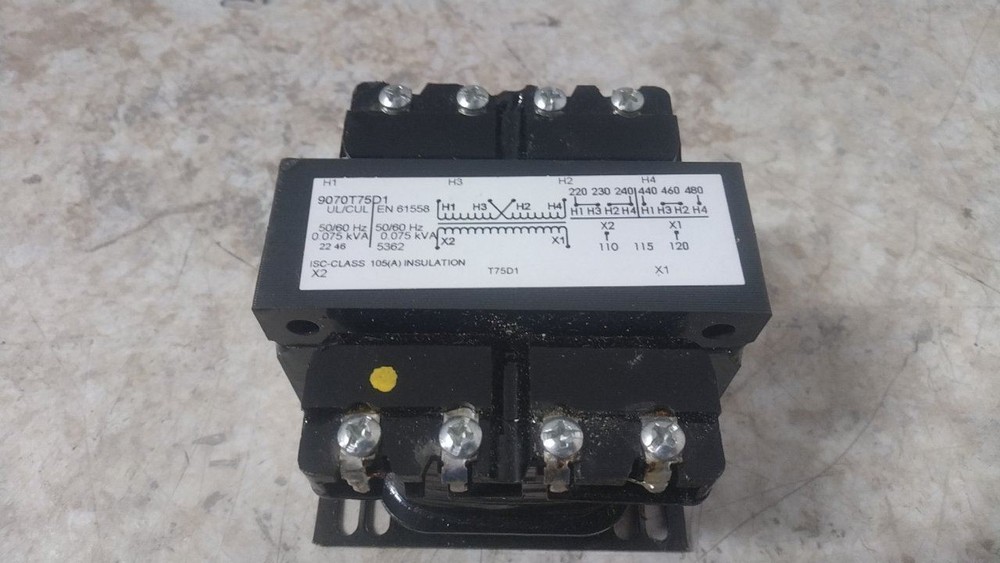 Square D 9070T75D14 208VAC Input 24VAC Output 75VA Control Transformer