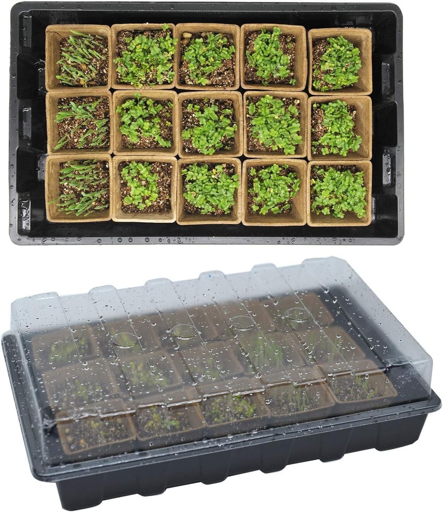Seed Starter Kit with 100 Peat Pots for Seedlings Seed Starter Tray, 5 Plastic G