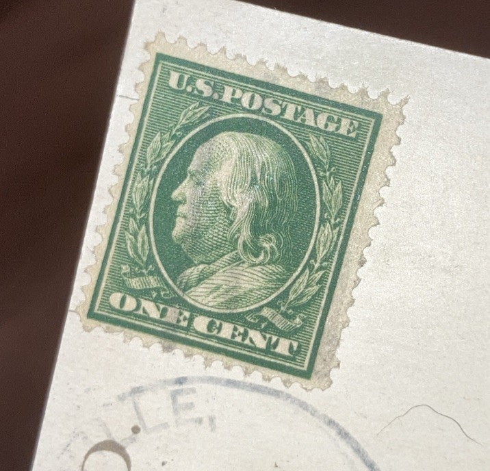 Benjamin Franklin 1 Cent 1910 Green Stamp Very Rare