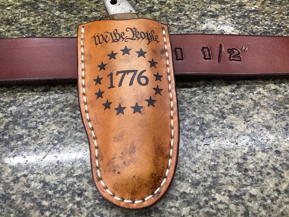 Leather Folding Knife Belt Loop Sheath Folding Hunter 5 1/4" (Sheath Only)