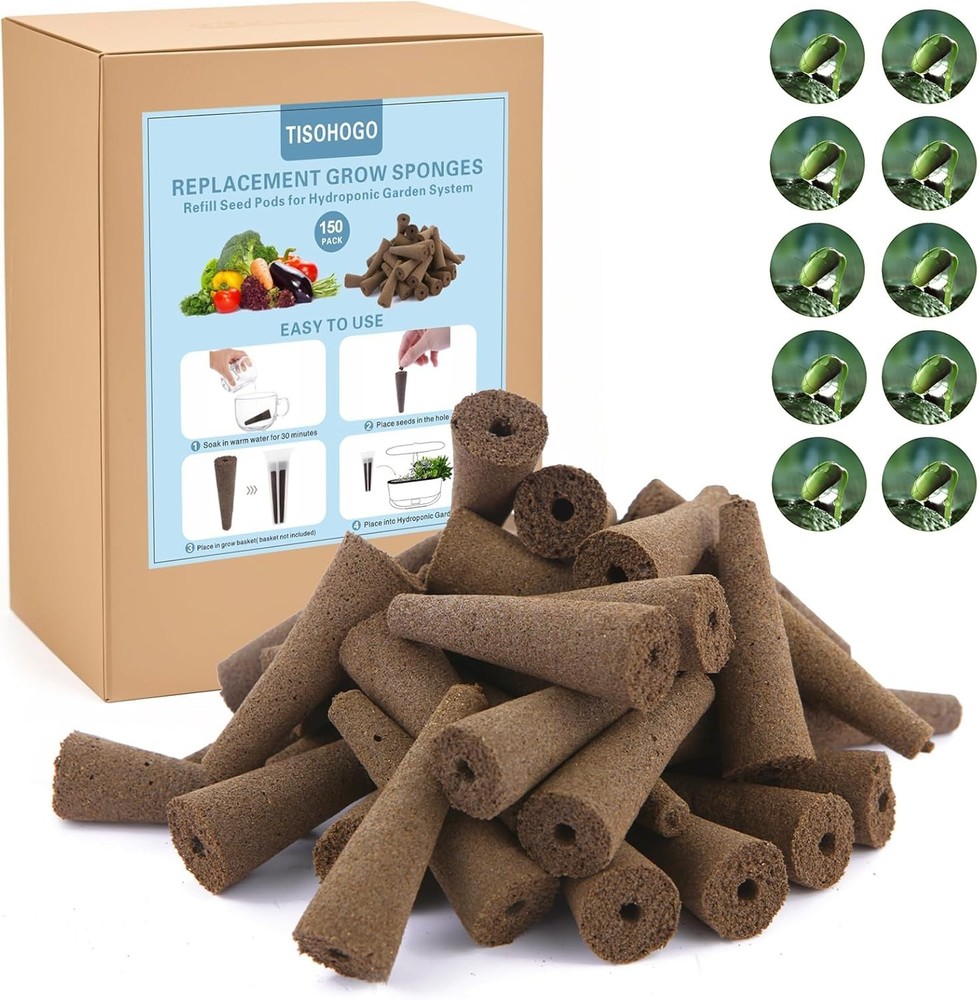Seed Pod Replacement Sponges for Indoor Garden, 150 Pack