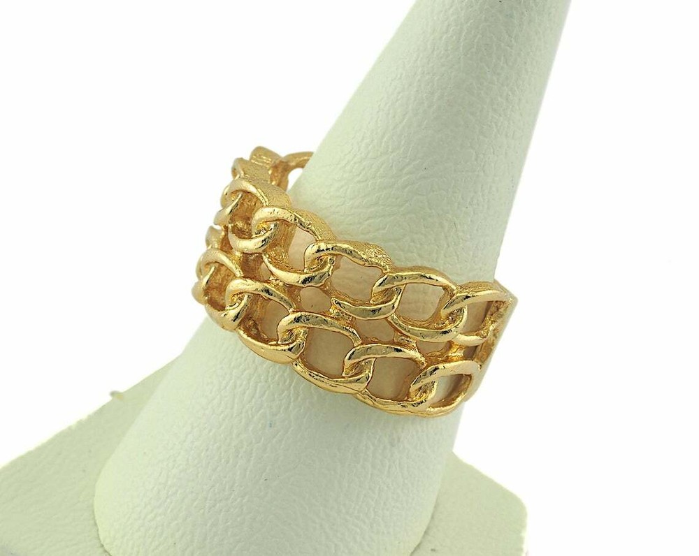 Ring Gold plated Brass Chain shape (18mm 8US inner size - Adjustable ) 3063