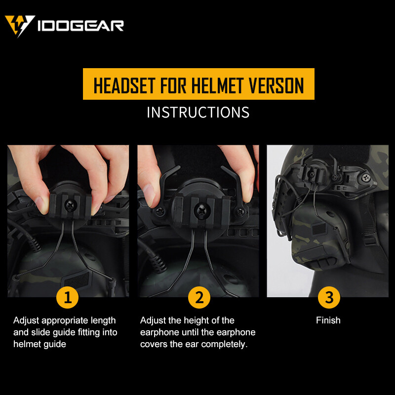 IDOGEAR Electronic Headset Ear Muffs No Battery Version For Helmet Paintball