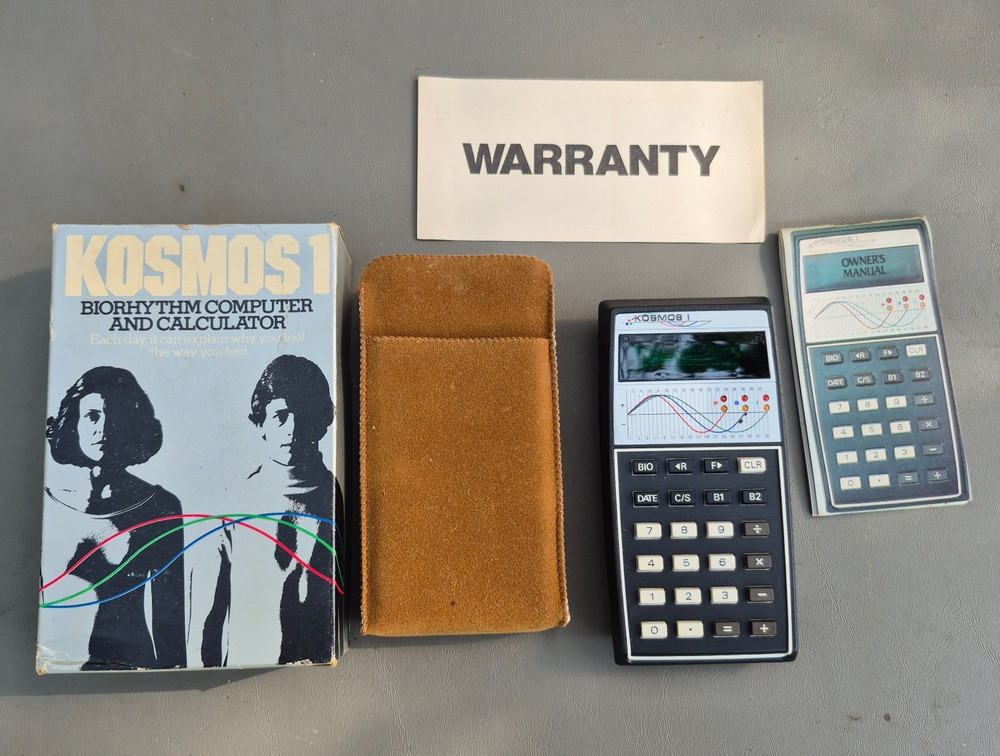 Vintage KOSMOS 1 Computer Biorhythm Math Calculator 1977 Manual & Box