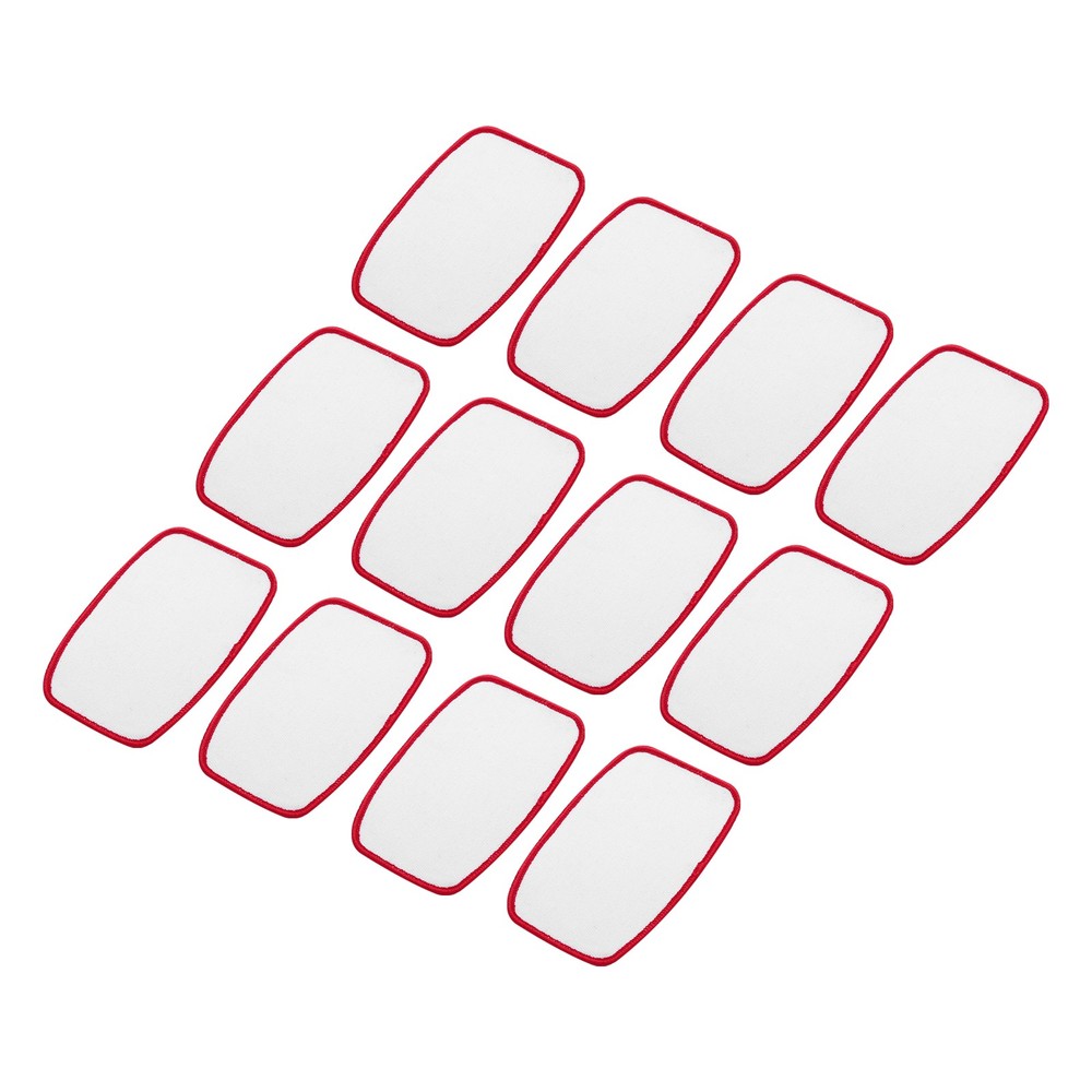 15pcs Sublimation Patch Blank Oval Rectangle White with Red Border