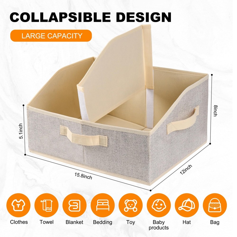 Closet Storage Bins 6 Pack, Large Closet Organizer Baskets with Divider & Han...