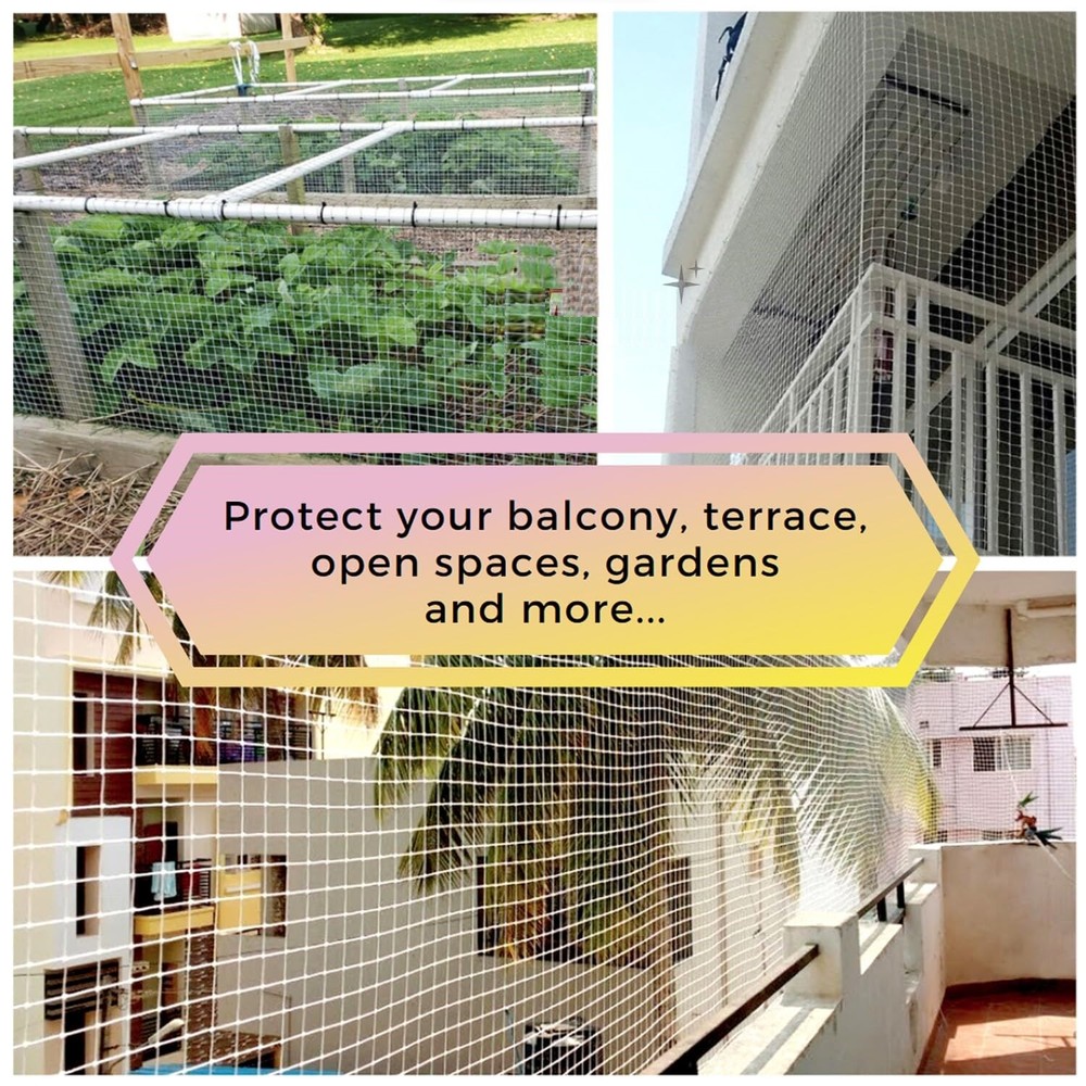 Nets for Balconies , Anti Bird Control Net, Heavy Duty HDPE Mesh Net for Balcone