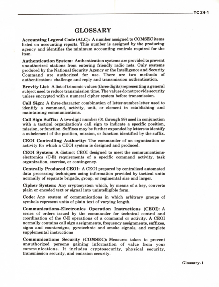 153 Page 1982 TC 24-1 CEOI Communications Electronics COMSEC Manual on Data CD