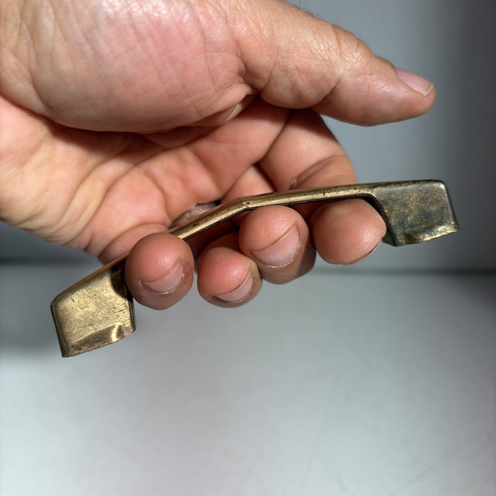 Vintage Art Deco Mid Century Modern Single Brass Drawer Pull Handle