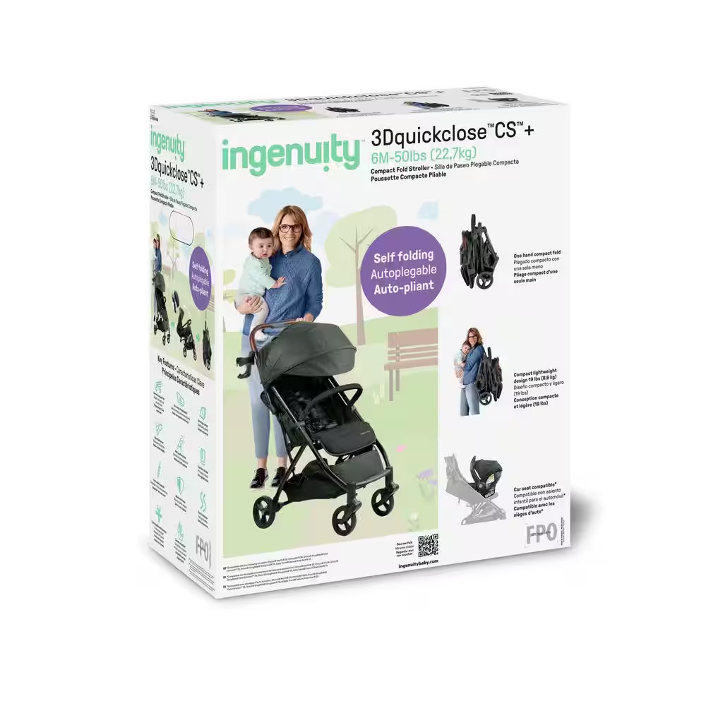 3Dquickclose CS+ Compact Fold Infant Baby Stroller, Black