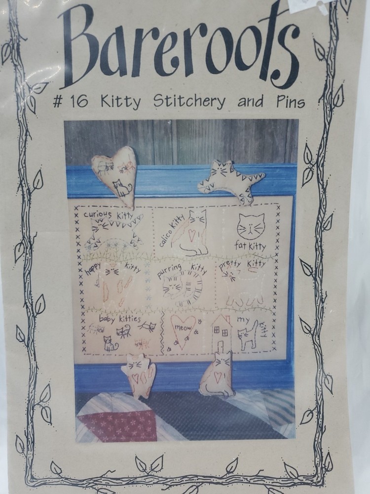 Bareroots Kitty Stitchery and Pins Pattern - #16 Primitive New