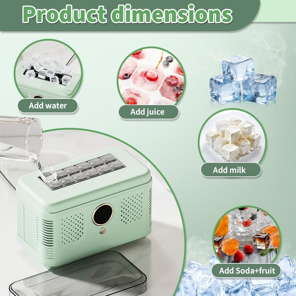 Portable Ice Maker, Fast Ice Making, Quiet, Energy-Efficient