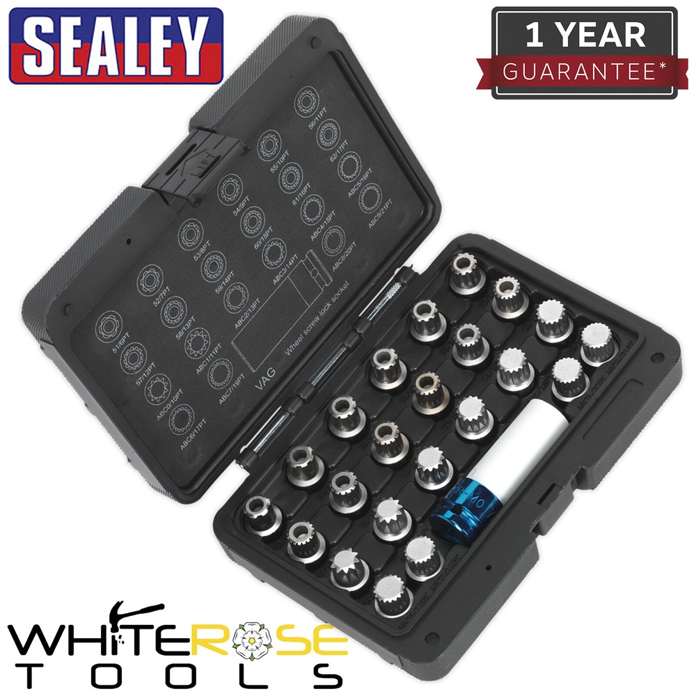 Sealey Locking Wheel Nut Key Set 23pc VAG Garage Storage Case