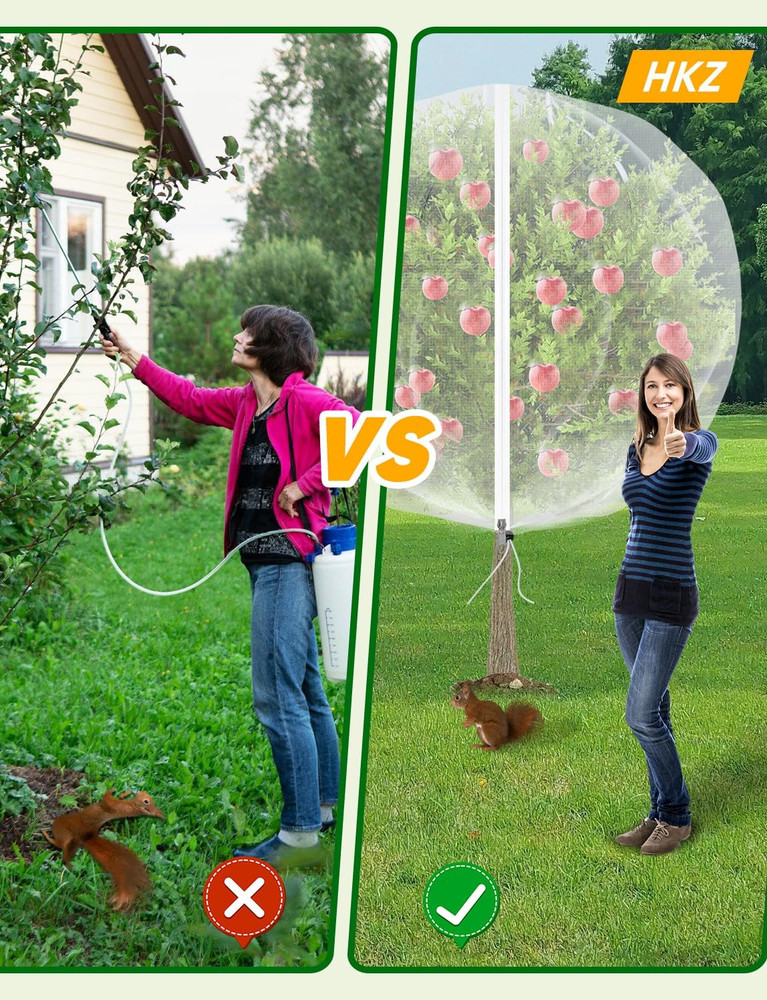 2 Pack 5.3x8Ft Fruit Tree Netting with Zipper & Drawstring for Garden Plants