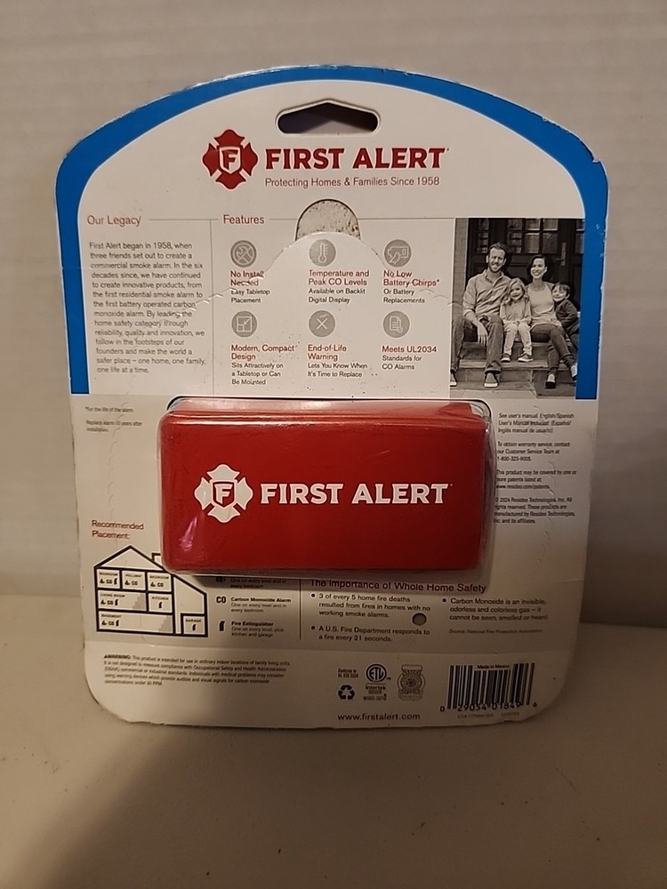 First Alert Carbon Monoxide Alarm Detector with Digital Temperature Display...