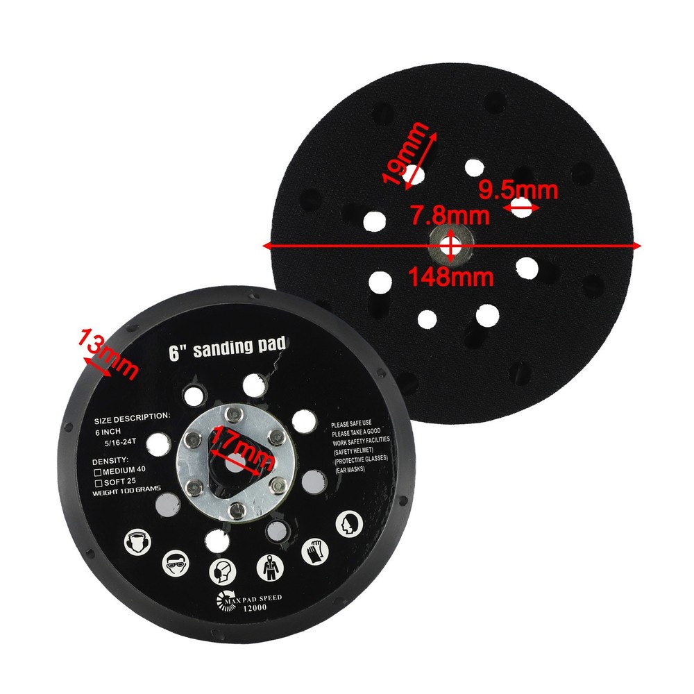 High Performance Sander Backing Pad 6 Inch Size Effective Dust Control