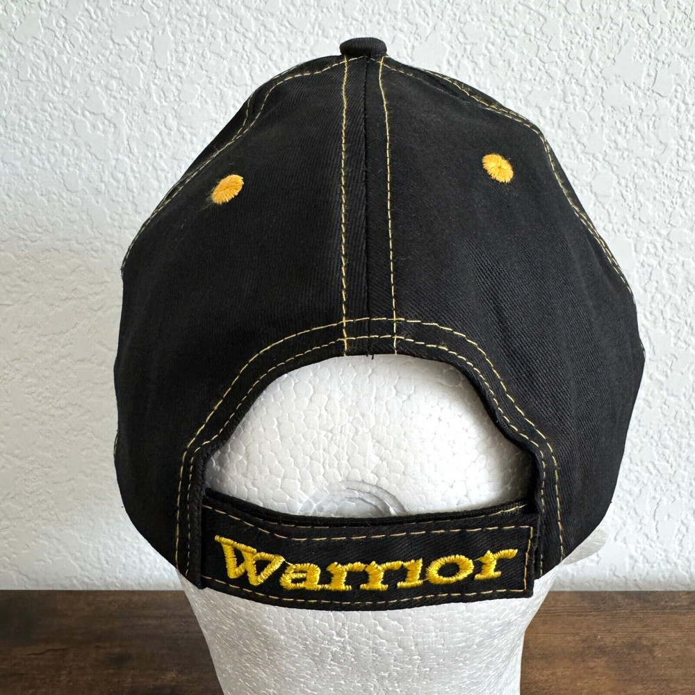 Warrior Custom Golf .com Baseball Hat Cap Stitched Black Yellow Strapback Cotton